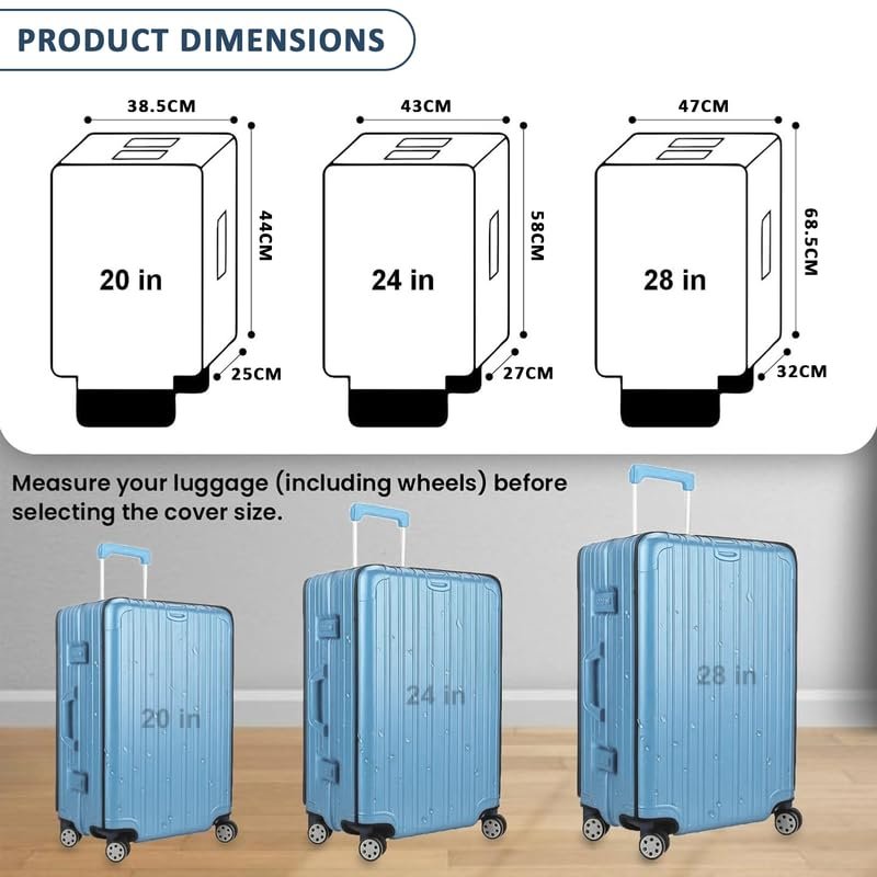 61xdfdf400l Waterproof Trolley Bag Cover Set of 3/Zippered Clear PVC Transparent Suitcase Cover/Luggage Cover/Traveling Bags Cover/Trolly Bag Cover/Travel Cabin Bag Cover/Suit case Covers