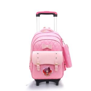 Tinytot Hello Kitty Printed Design School Bag 26 Litre, Stylish & Trendy Water Resistant High Storage School Collage Travel Backpack for Boys & Girl, 18 Inch with Trolley
