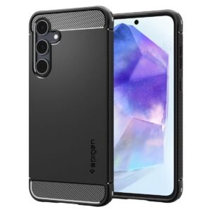 Spigen Rugged Armor | Samsung Galaxy A55 5G Case [Air Cushion Protection] [Flexible] Galaxy A55 5G Back Cover | TPU - Matte Black