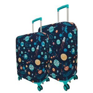 Stylish Printed Luggage Cover for Suitcases – Durable Stretch-Fit, Anti-Scratch, Dustproof & Travel-Ready Trolley Bag Protection Sleeve (New Space Rocket-M,L)