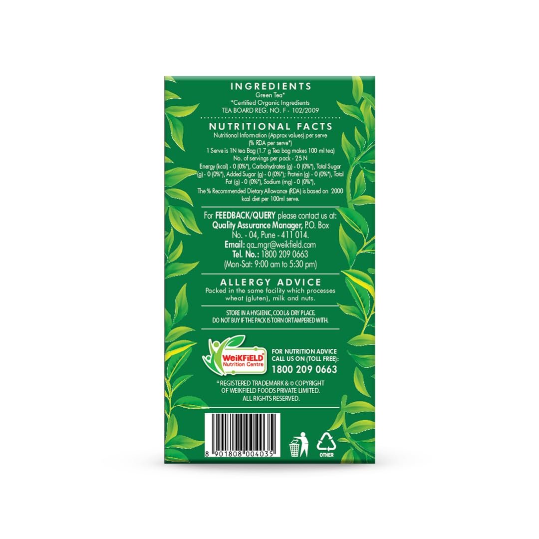 61lrz nulgl. sl1080 Eco Valley Organic Green Tea – Classic Green- 25 Tea Bags | Boost Energy, Helps Burn Body Fat | Grown in Nilgiris | Zero Calories | Rich in Antioxidants | Good for Digestion | 50 g, Pack of 1