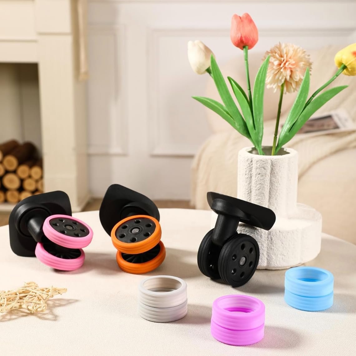 61q8k0kbkpl. sl1141 ZEPZY Luggage Wheel Silicone Protector Cover 8PCS Trolley Wheel Cover Silicone Shock Absorption Wheel Cover for Trolley Bag Suitcase Wheel Cover Silicone Spinner Wheel Bag/Chair (8 PCS) (Black)