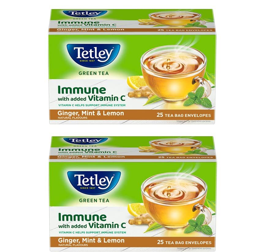 Tetley Green Tea Bags, Ginger Mint Lemon (50 Tea Bags), 75 grams, Pack of 1 Tetley Green Tea Bags, Ginger Mint Lemon (50 Tea Bags), 75 grams, Pack of 1