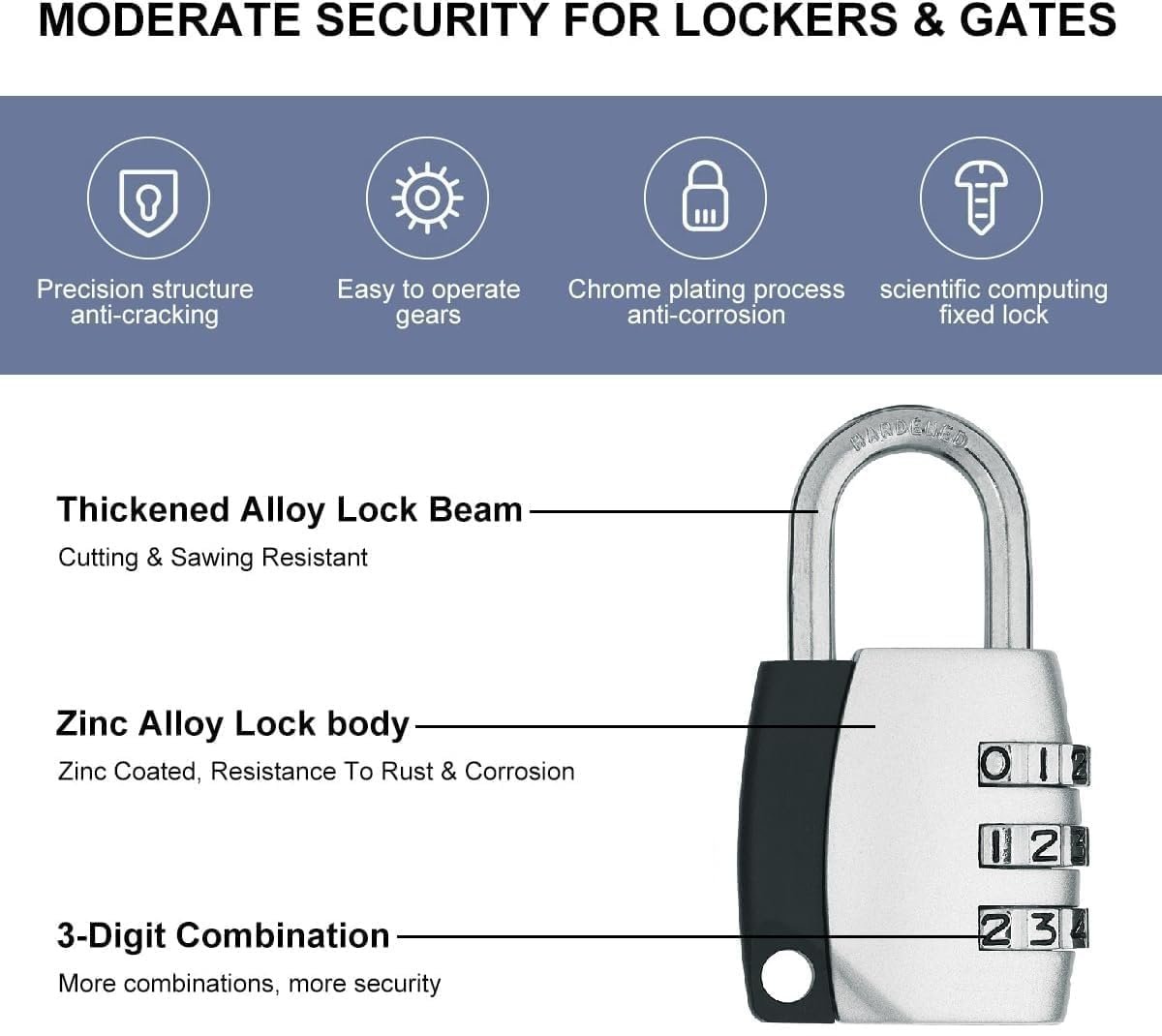 61r02lamvvl. sl1200 Cyrox Portable 3 Digit Travel Combination Pad Lock | Secure Code Password Lock for Bags, Trolley, Gym, School, Suitcase & Luggage, Strong, Resettable & Anti-Theft (1Pcs)