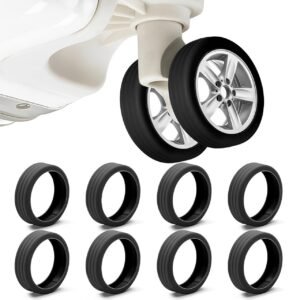 ZEPZY Luggage Wheel Silicone Protector Cover 8PCS Trolley Wheel Cover Silicone Shock Absorption Wheel Cover for Trolley Bag Suitcase Wheel Cover Silicone Spinner Wheel Bag/Chair (8 PCS) (Black)