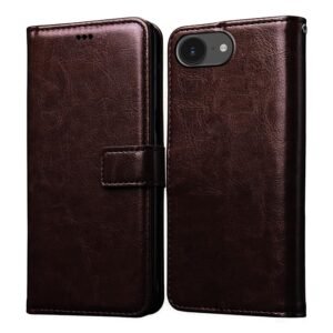 Flip Cover Back Case for Apple iPhone 16e / 17e | Premium Leather Finish | Inbuilt Pockets & Stand | Flip Cover Back Case for Apple iPhone 16e / 17e (Coffee)