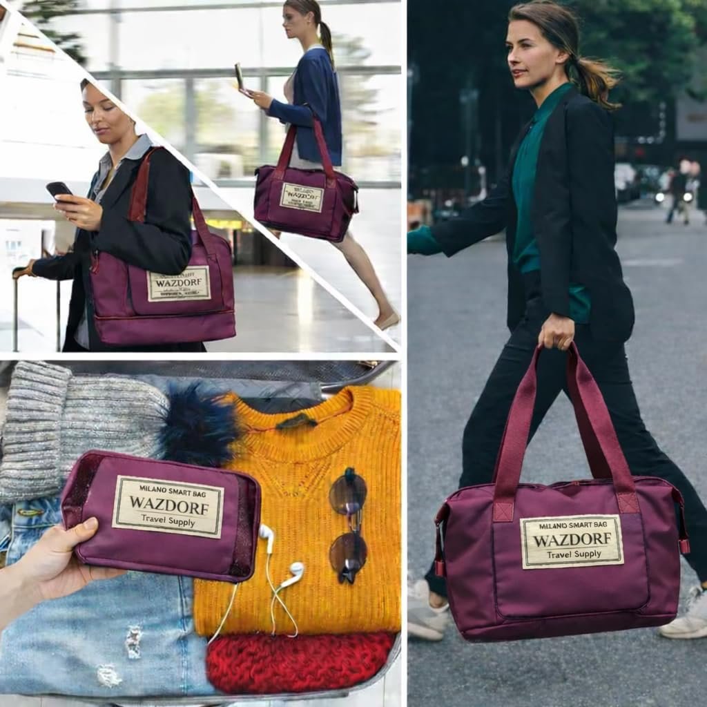 61x5y1v0dtl. sl1024 Wazdorf Nylon 41 Liter Expandable Travel Bags for Women, Duffle Bags for Women Luggage, Foldable Vanity Traveling Bag, Waterproof Hand Bag for Ladies Personal Items
