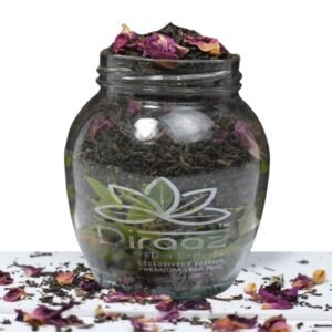 Diraaz Rose Tea | Floral & Refreshing Herbal Infusion | Anti-Aging Rich | Low Caffeine Chai (Glass Jar (20 grams))