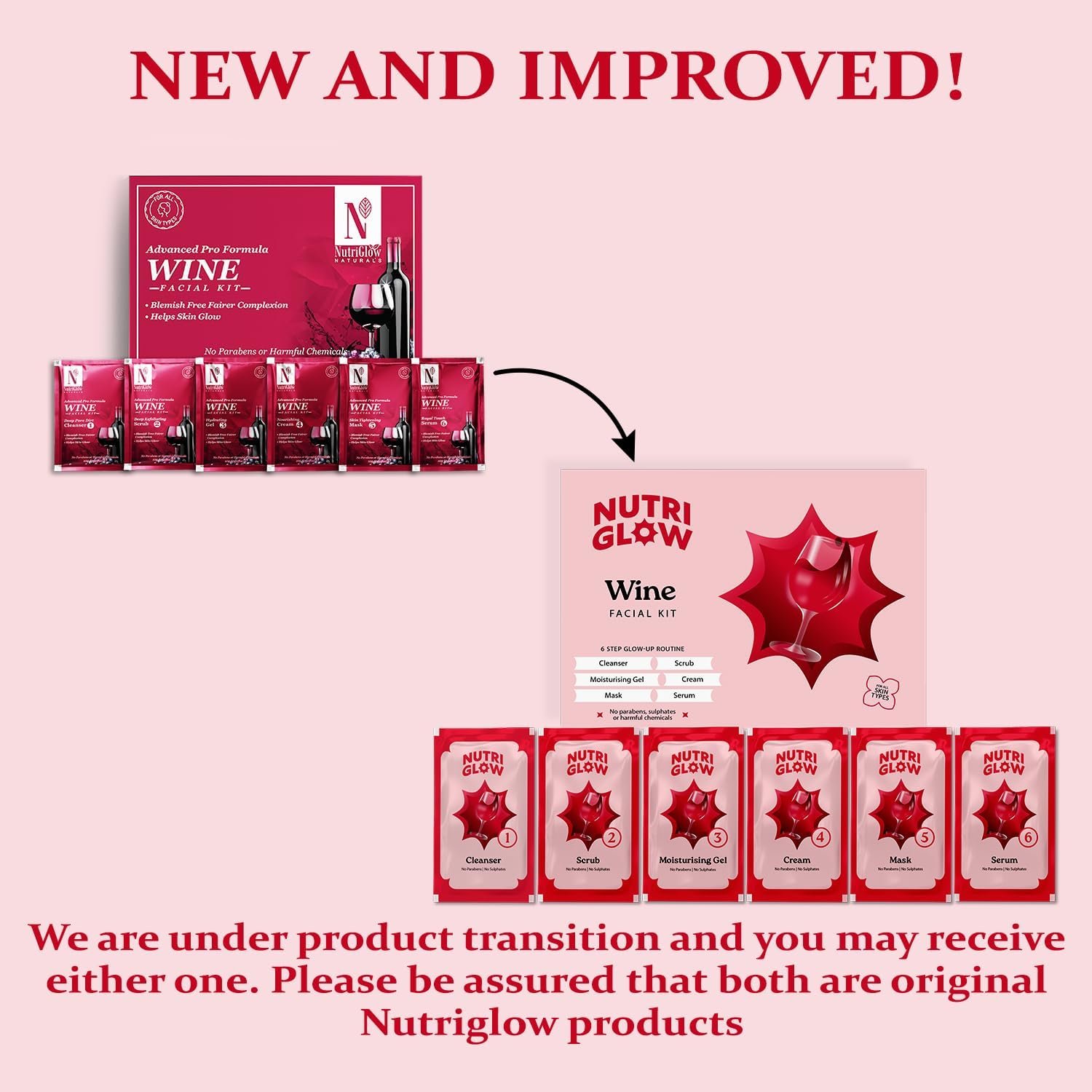 71 qana7el. sl1500 NutriGlow NATURALS Advanced Pro Formula Wine Facial Kit For Glowing Skin With Goodness Of Red Grape Extracts, Blemish Free, All Type of Skin Solution for men & women, 60 GM
