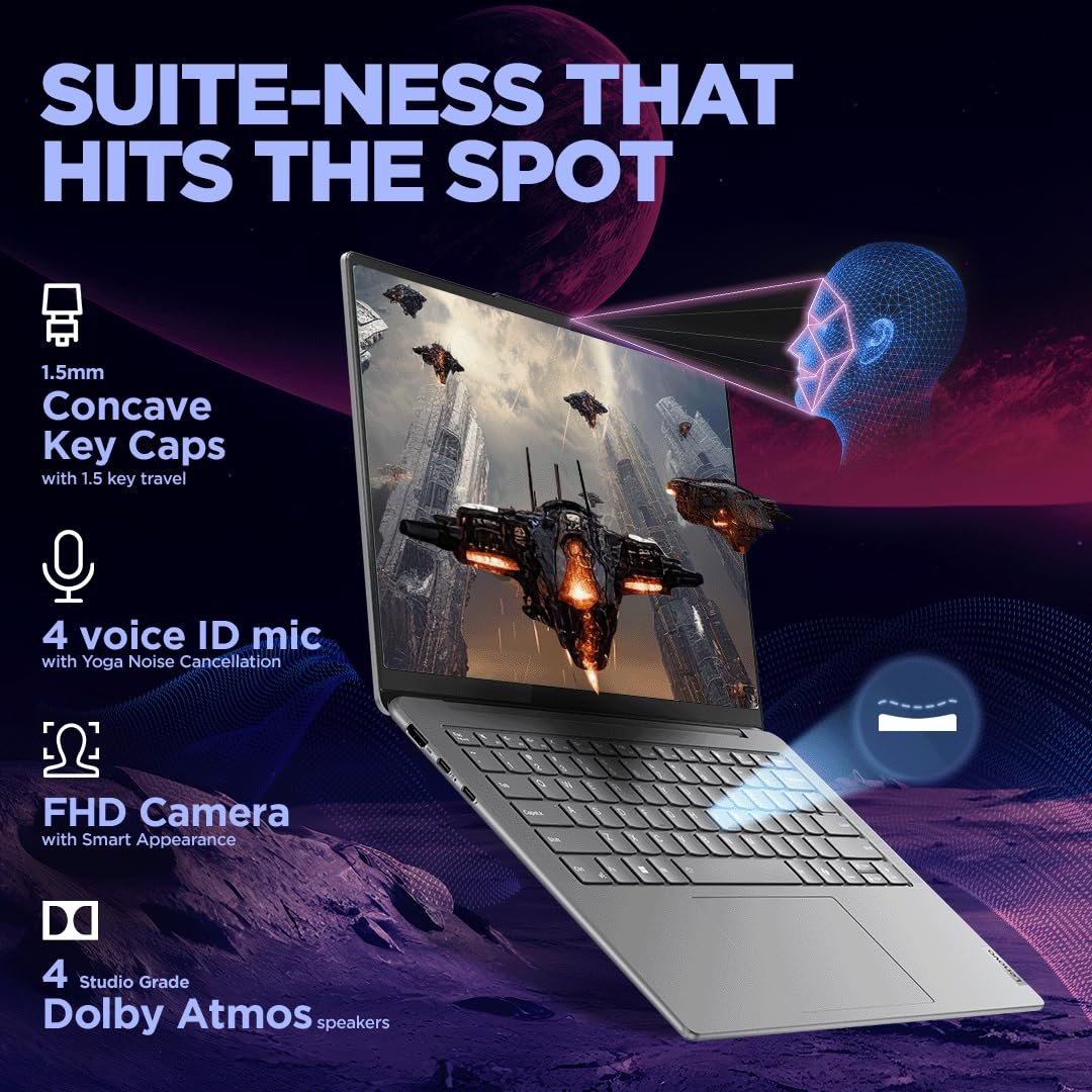 711beiuvzol. sl1080 Lenovo Yoga Slim 7, Intel Core Ultra 5 125H, 16GB RAM, 512GB SSD, WUXGA-OLED, AI PC, 14/35.5cm, 2Wx4 Speakers, Windows 11, Office Home 2024, Grey, 1.39Kg, 1Yr ADP Free, 83CV0085IN, AI Powered Laptop