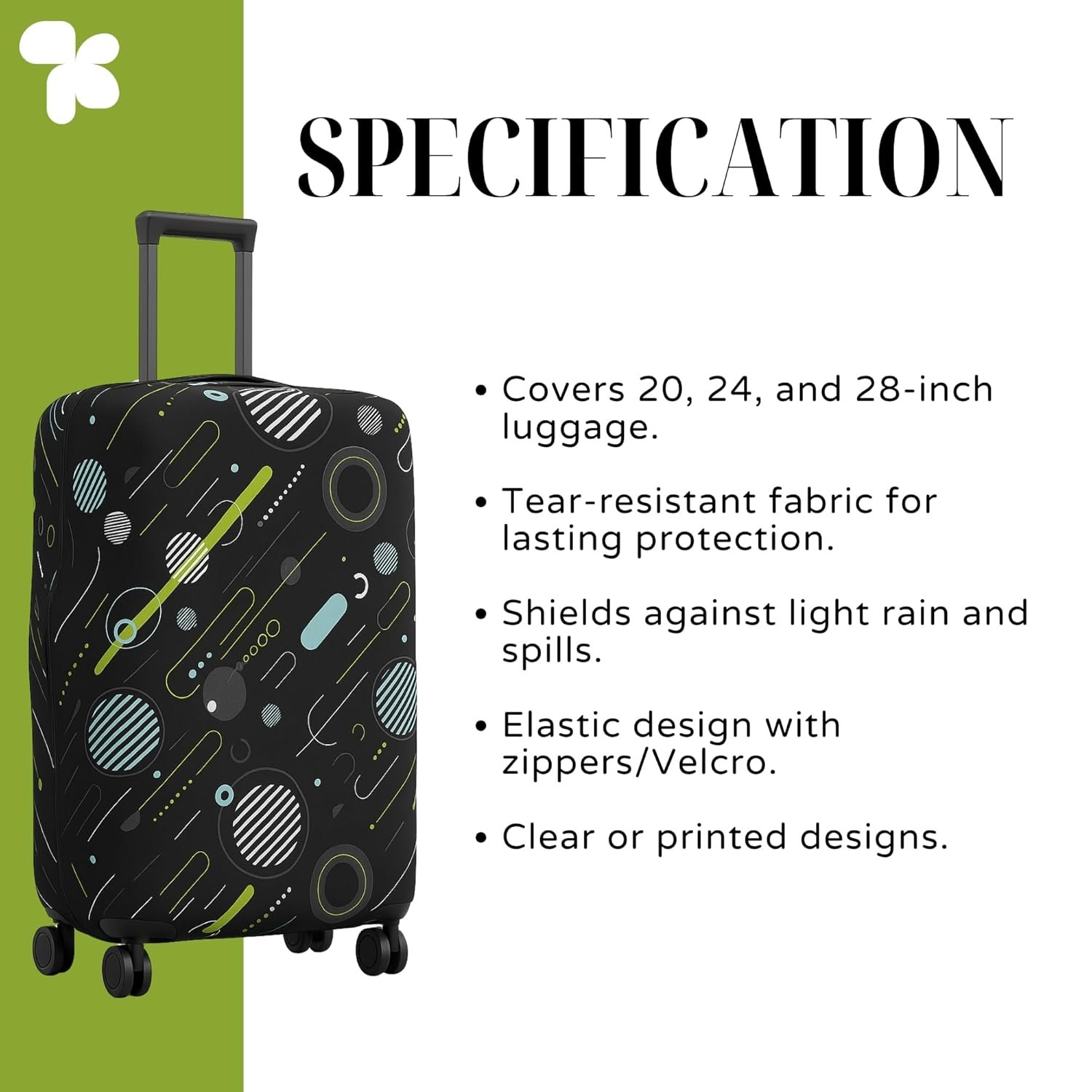 713yhteljll. sl1500 AMPEREUS® Trolley Bag Cover Set of 3 – Stretchless, Waterproof and Polyester Fabric with Geometric Print Luggage Cover for Small, Medium & Large Size Suitcase Luggage Cover (20, 24 & 28 Inch)