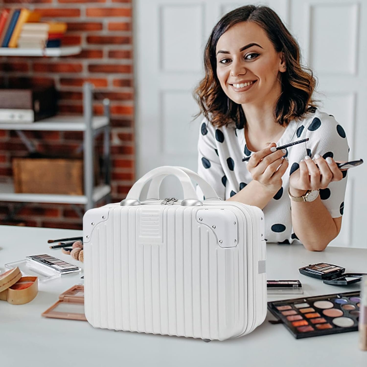 715eszlhmtl. sl1500 Multifunctional Mini Suitcase or Storage Box for Baby & Mother, Kids Travel Bag for Boys & Girls with Security Lock (White)