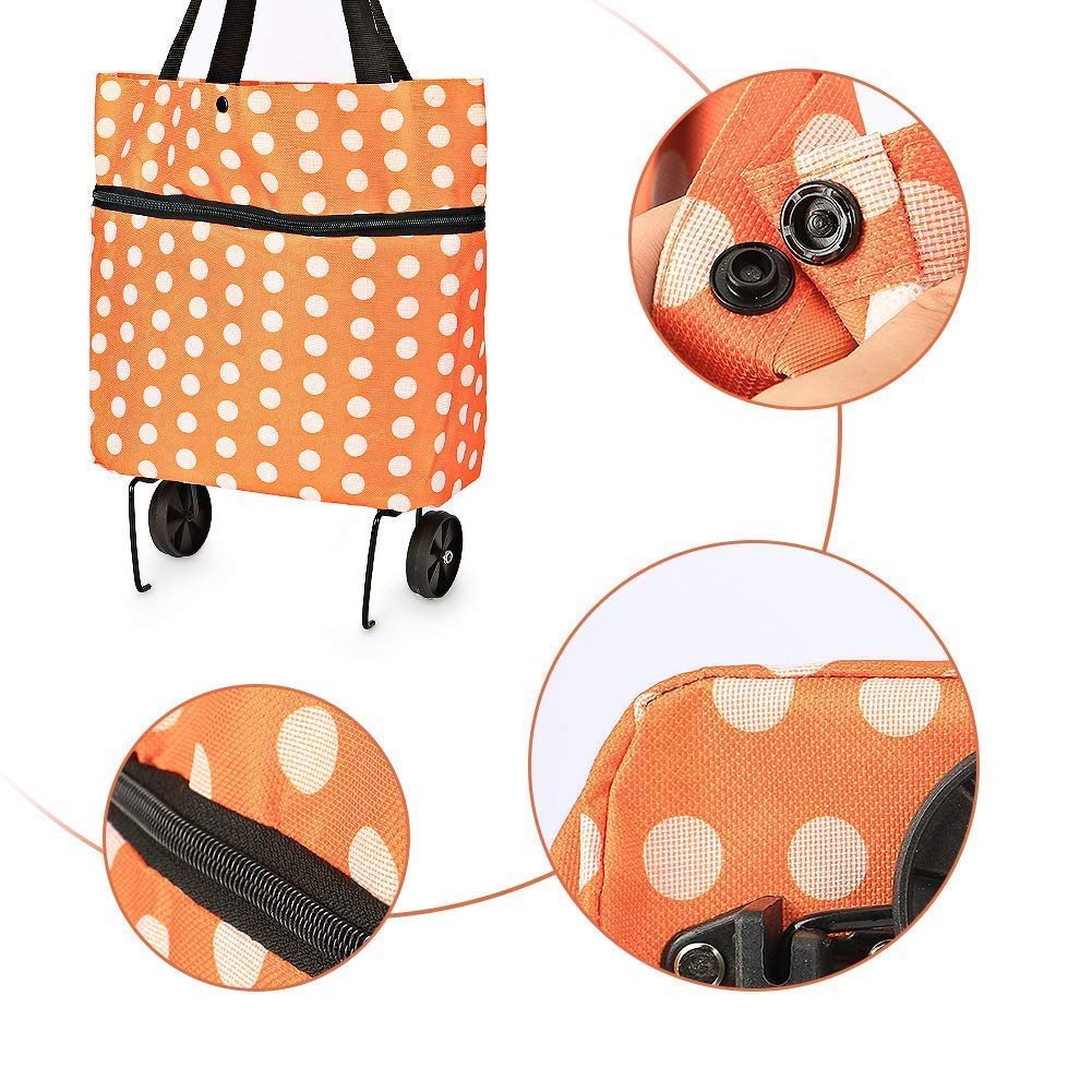 718gwinrrcl. sl1001 Polyester Trolley Luggage Bags Traveling Vegetable Grocery Clothing Bag with Light Weight and Medium Size with Wheels for Girls Boys Women Ladies Men Multi Color