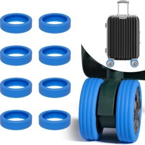 RANUR Silicone Luggage Wheel Protectors Durable Noise Reducing Covers for 8 Spinner Suitcase Wheels Scratch & Scuff Resistant Enhanced Grip for All Weather Conditions 8PCS (Blue)