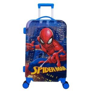 JUNIOR JOE Polycarbonate 8 Wheels 360 Degree Kids Carry On Luggage Hardside Rolling Suitcase 24 Inches Travel Trolley Bag (Design-7), Blue