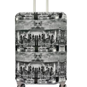 Printed Luggage Cover for Traveling Bag & Suitcase - Stretchable & Scratchproof Trolley Protector with Velcro Lock & Lightweight Washable Material (1, London Night, L)