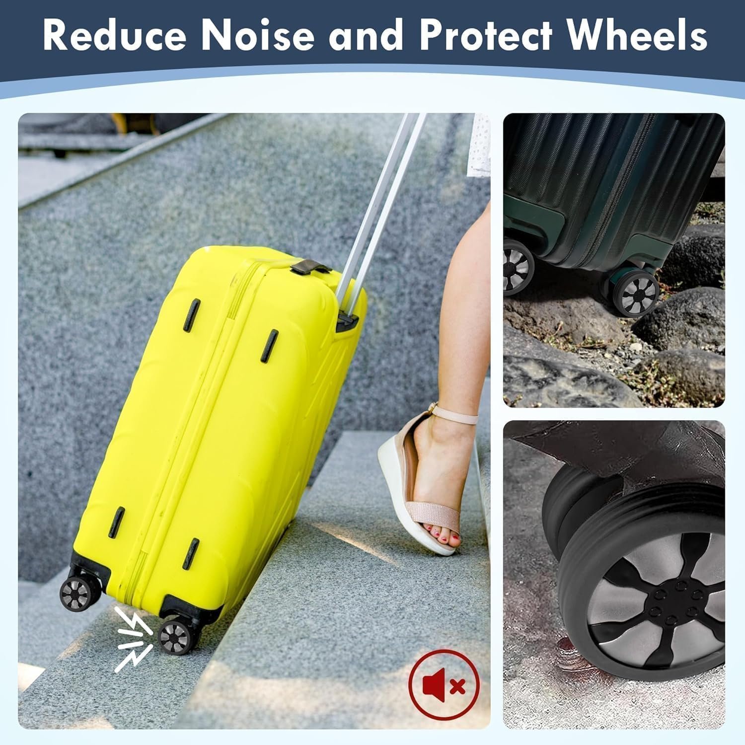 71jayjrkkdl. sl1500 CNB Advanced Travel Luggage Wheels Covers Silicone Full Protection Covers for Most 8 Spinner Wheels Suitcases or Office Chair Caster,Durable,Mute and Shock Absorption Black Pack of 8