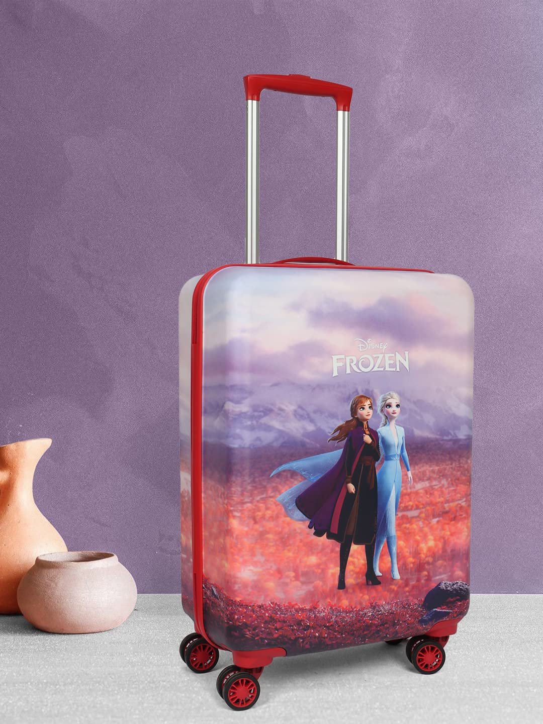 71jwm aignl. sl1440 NOVEX Disney Frozen Travelling Kids Trolley Bags for Girls | Kid Spinner Luggage/Suitcase with 4 Wheels | Polycarbonate Unique Bags For Cute Girls – (Red, Blue / 22-18 Inch)