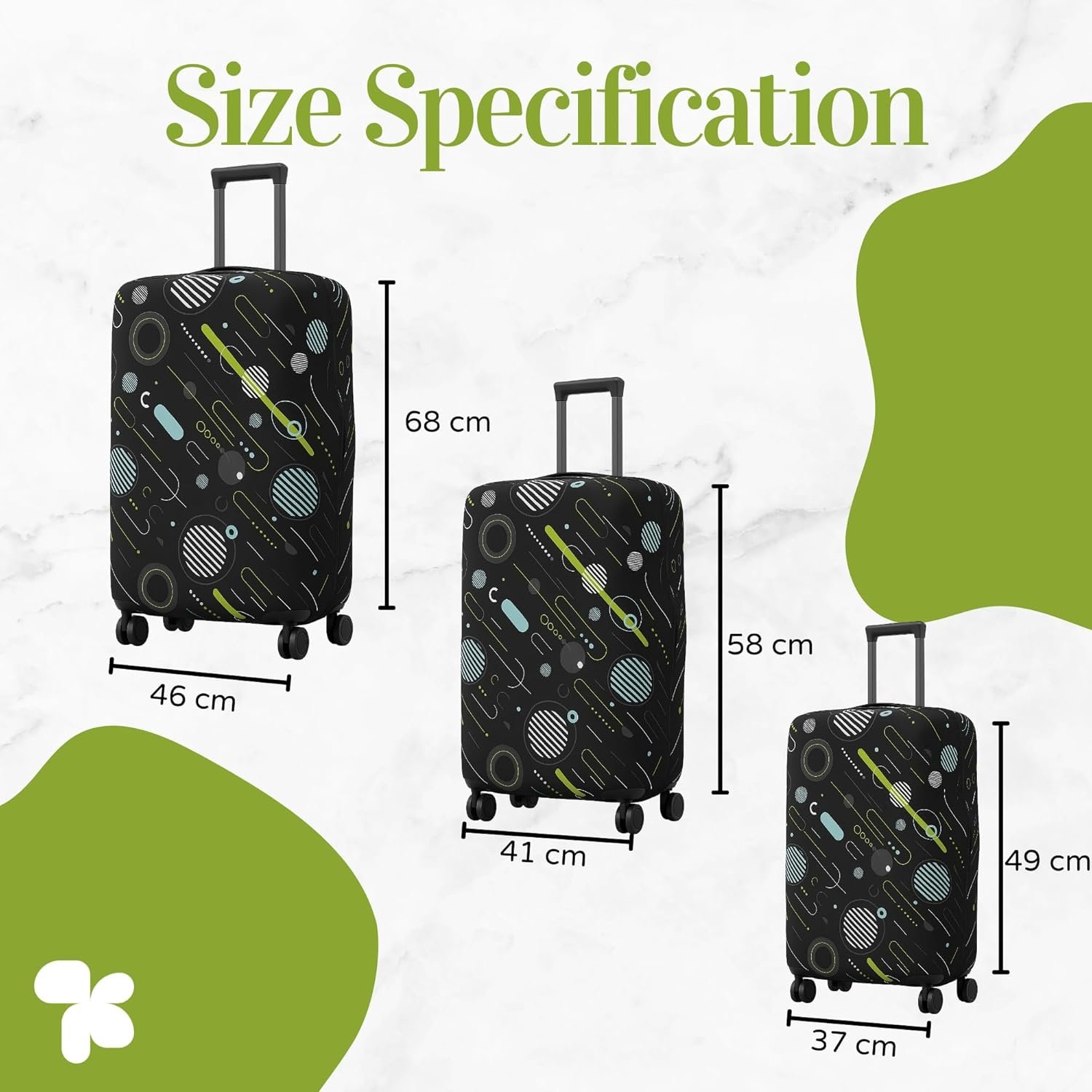 71klhvvlfzl. sl1500 AMPEREUS® Trolley Bag Cover Set of 3 – Stretchless, Waterproof and Polyester Fabric with Geometric Print Luggage Cover for Small, Medium & Large Size Suitcase Luggage Cover (20, 24 & 28 Inch)