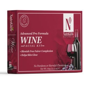 NutriGlow NATURAL'S Advanced Pro Formula Wine Facial Kit For Glowing Skin With Goodness Of Red Grape Extracts, Blemish Free, All Type of Skin Solution for men & women, 60 GM