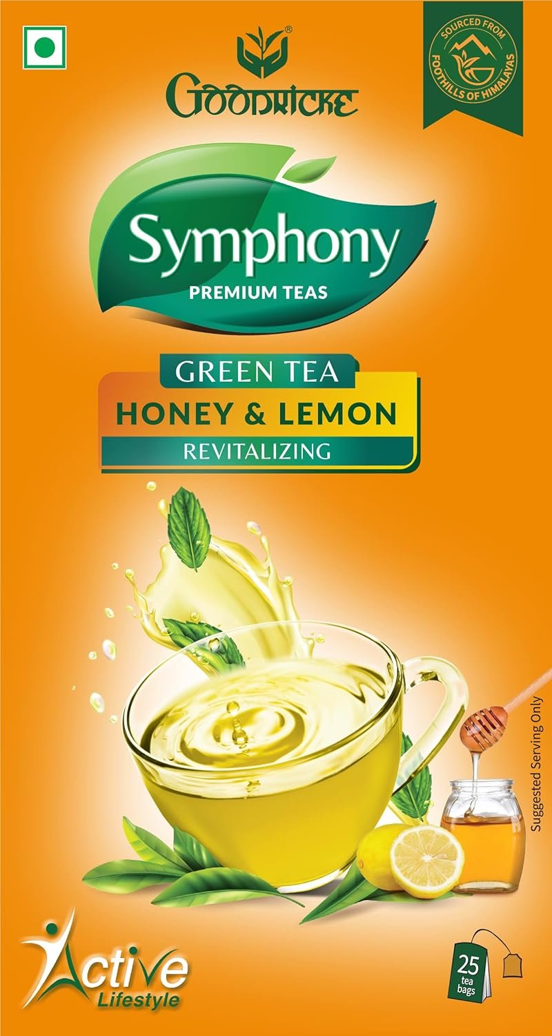 71lnchggal. sl1500 Goodricke Symphony Green Tea – 25 Tea Bags (Pack of 2) | Lemon & Honey Flavour | Pure & Natural Detoxifying & Boost Immunity | Premium green tea loose leaf | Increases Metabolism