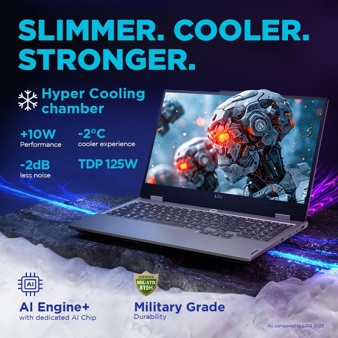 71myhlcqvkl. sl1080 Lenovo LOQ AMD Ryzen 5 7235HS | NVIDIA RTX 3050A 4GB (16GB RAM/512GB SSD/144Hz Refresh Rate/15.6 (39.6cm)/Windows 11/Office Home 2024/3 Mon. Game Pass/Grey/2.4Kg), 83JC00LSIN AI Gaming Laptop