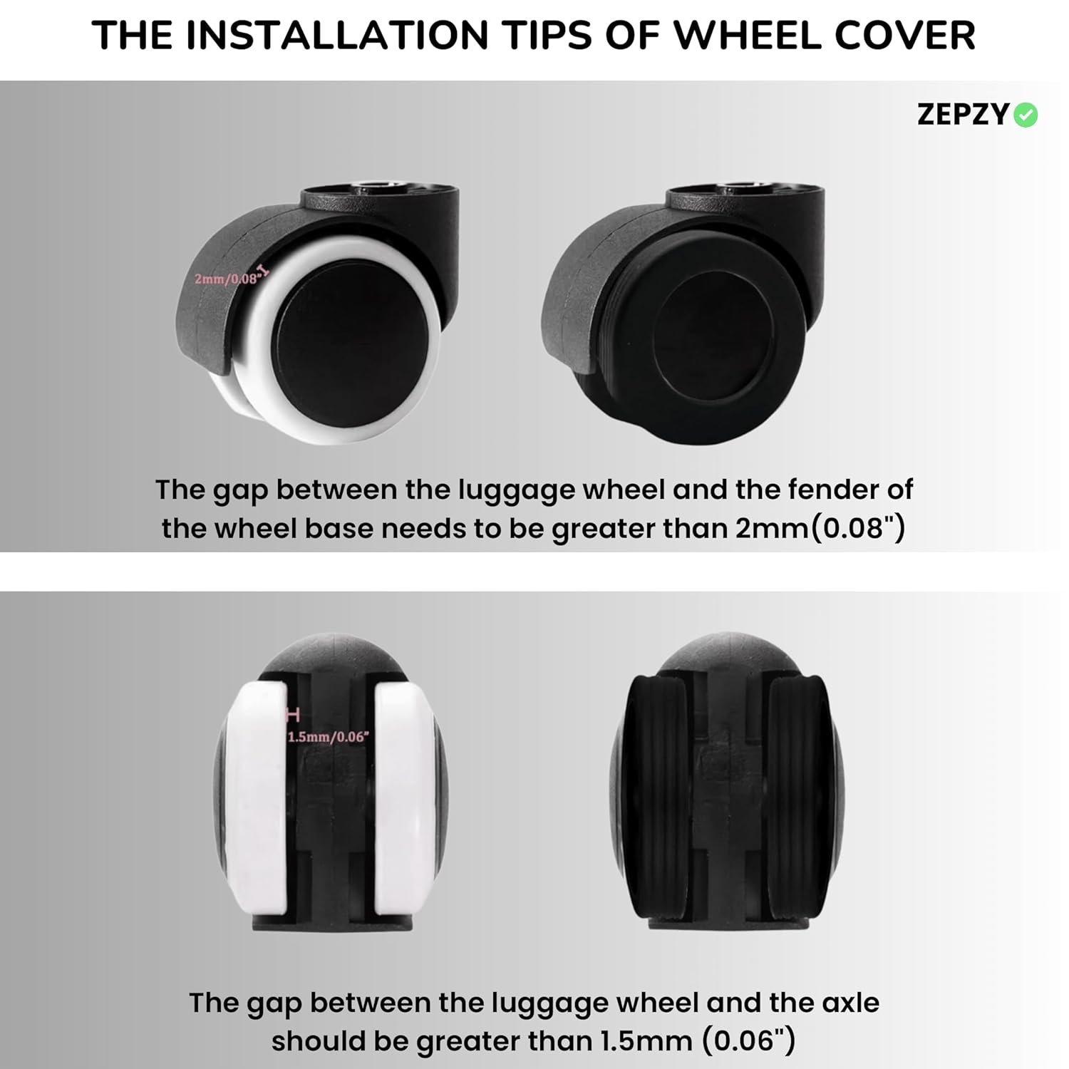 71q5dp7woul. sl1500 ZEPZY Luggage Wheel Silicone Protector Cover 8PCS Trolley Wheel Cover Silicone Shock Absorption Wheel Cover for Trolley Bag Suitcase Wheel Cover Silicone Spinner Wheel Bag/Chair (8 PCS) (Black)