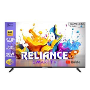 Reliance 60 cm (24 inches) HD Ready Smart Android LED TV, Frameless Design, IPS A+ Display, 20W Sound Output, Model RO24MP3972HD (Black)