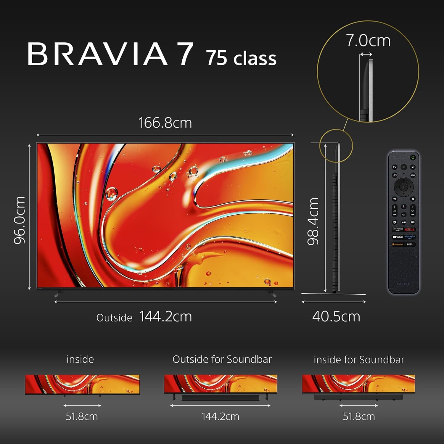 71u6w2t53el. sl1500 Sony 189 cm (75 inches) BRAVIA 7 4K Ultra HD AI Smart Mini LED Google TV K-75XR70 (Black)