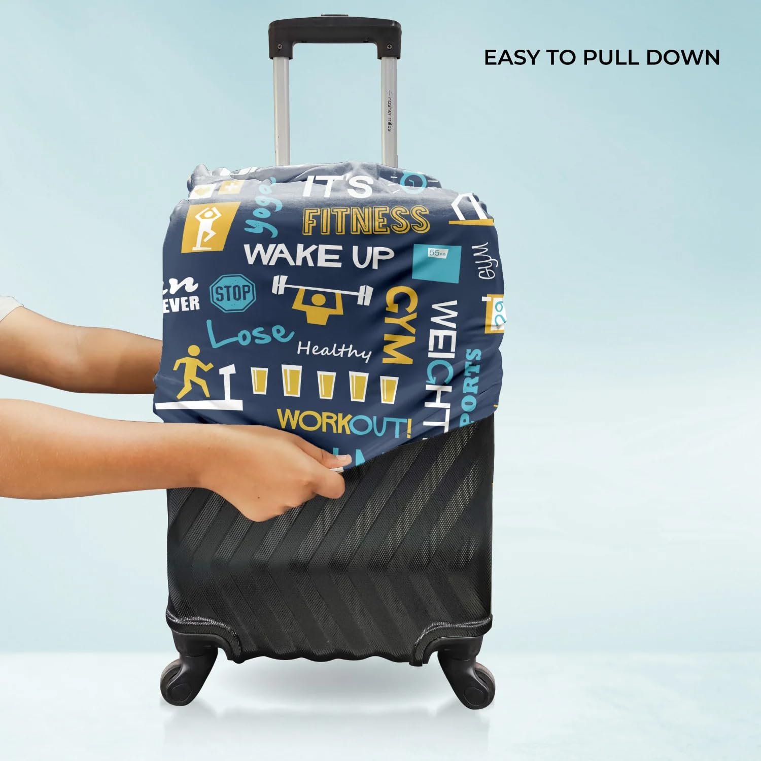 71wayvqndcl. sl1500 GREEVA Protective Luggage Cover – Eco-Friendly Stretchable, Large 28 inch =75cm,Large, Fits 28-30 inch Bag, Polyester Suitcase Protector – Scratch-Resistant, Water-Resistant, Washable – Navy Blue