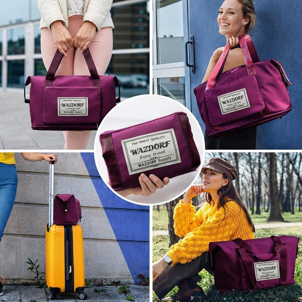71yunrx wql. sl1024 Wazdorf Nylon 41 Liter Expandable Travel Bags for Women, Duffle Bags for Women Luggage, Foldable Vanity Traveling Bag, Waterproof Hand Bag for Ladies Personal Items