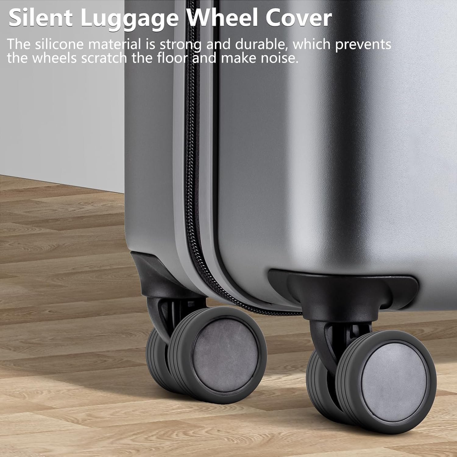 71axq1l6nfl. sl1500 CNB Advanced Travel Luggage Wheels Covers Silicone Full Protection Covers for Most 8 Spinner Wheels Suitcases or Office Chair Caster,Durable,Mute and Shock Absorption Black Pack of 8