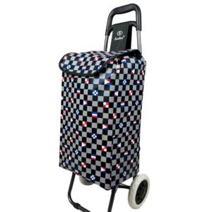 EverBest Foldable Shopping Trolley Bag (Black Chess, Eva Wheel)