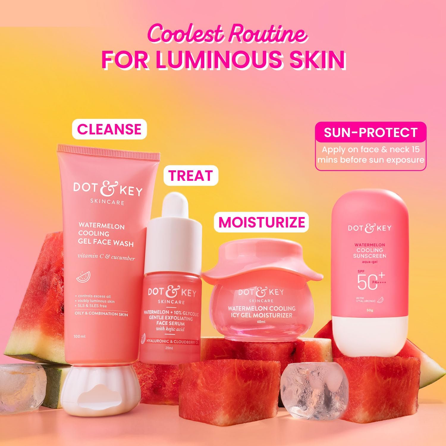 71oke5t2wml. sl1500 Dot & Key Watermelon Cooling Sunscreen In – Vivo Tested SPF 50+ PA++++ | With Hyaluronic Acid, Instantly Cools Skin, Broad Spectrum Protection | Controls Excess Oil, Checks Tanning, No White Cast, All Skin Types | 50g
