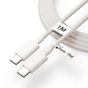 Basesailor 80W Original Type C to C Nylon Braided Cable [MFi Certified + 2 YEAR WARRANTY*] Fast PD Charging for iPhone 15/16/Pro Series Charger Cable Compatible, MacBook, Other USB Type-C Devices, 1M