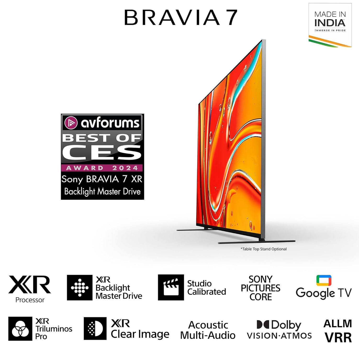 71vradtudrl. sl1500 1775926497 6641 Sony 189 cm (75 inches) BRAVIA 7 4K Ultra HD AI Smart Mini LED Google TV K-75XR70 (Black)