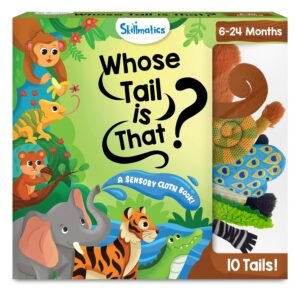 Skillmatics Sensory Cloth Book – 10 Animal Tails, Interactive Baby Book with Crinkle Pages for Tactile Exploration, Early Learning & Sensory Play, Educational Toy & Gift for Babies 6–24 Months