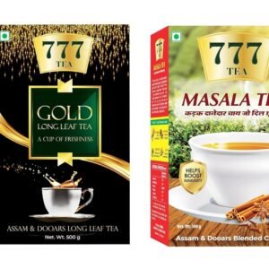 777 Tea - Masala and Gold Long Leaf Tea | Rich & Aromatic Chai | Assam Black Chay | Chai Patti (Pack Of 2, 500 GM Each)