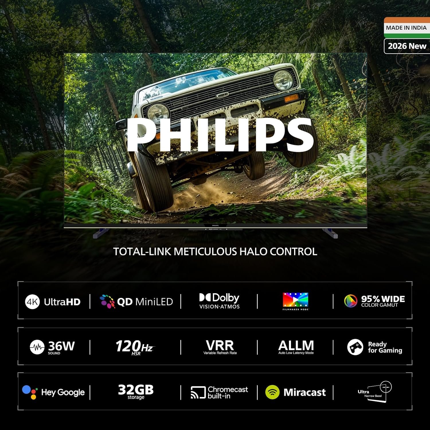 81cpxivadbl. sl1500 Philips 164 cm (65 inches) 4K Ultra HD QLED Smart QD-Mini LED Google TV 65MLED610/94