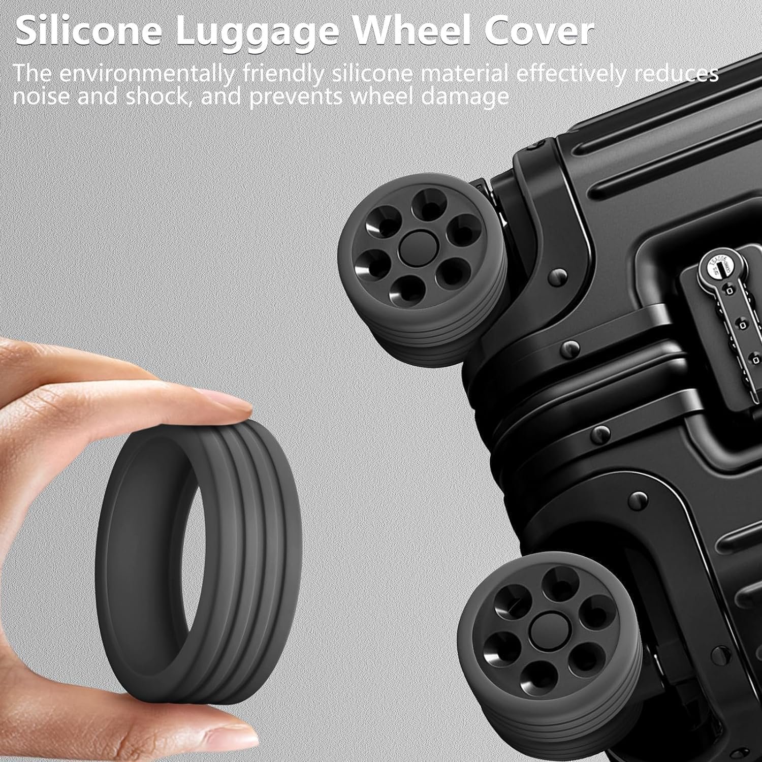 81lrvahtyil. sl1500 CNB Advanced Travel Luggage Wheels Covers Silicone Full Protection Covers for Most 8 Spinner Wheels Suitcases or Office Chair Caster,Durable,Mute and Shock Absorption Black Pack of 8