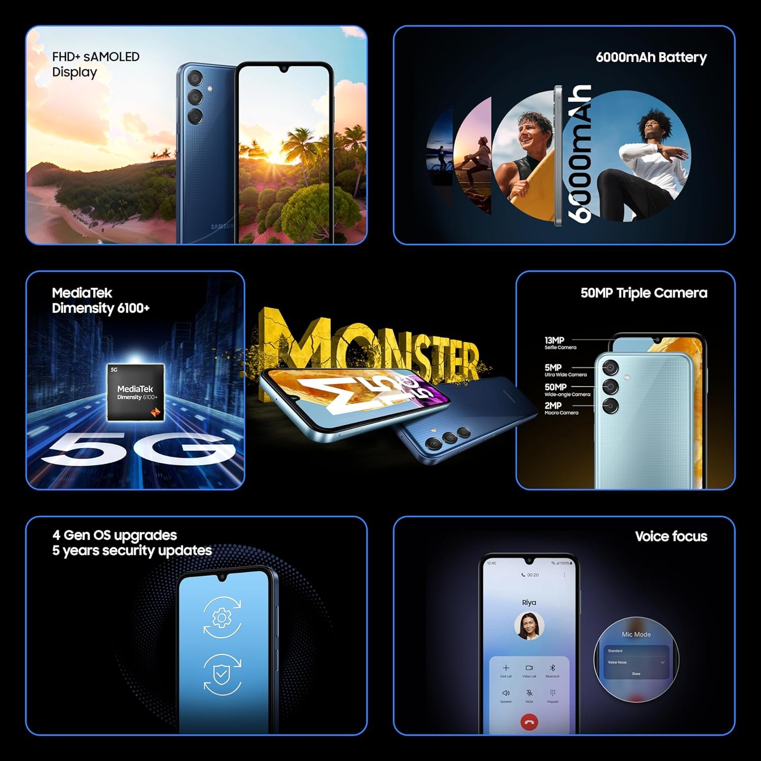 81mdcbjml. sl1500 Samsung Galaxy M15 5G (Stone Grey,4GB RAM,128GB Storage)| 50MP Triple Cam| 6000mAh Battery| MediaTek Dimensity 6100+| 4 Gen. OS Upgrade & 5 Year Security Update| Super AMOLED Display| Without Charger