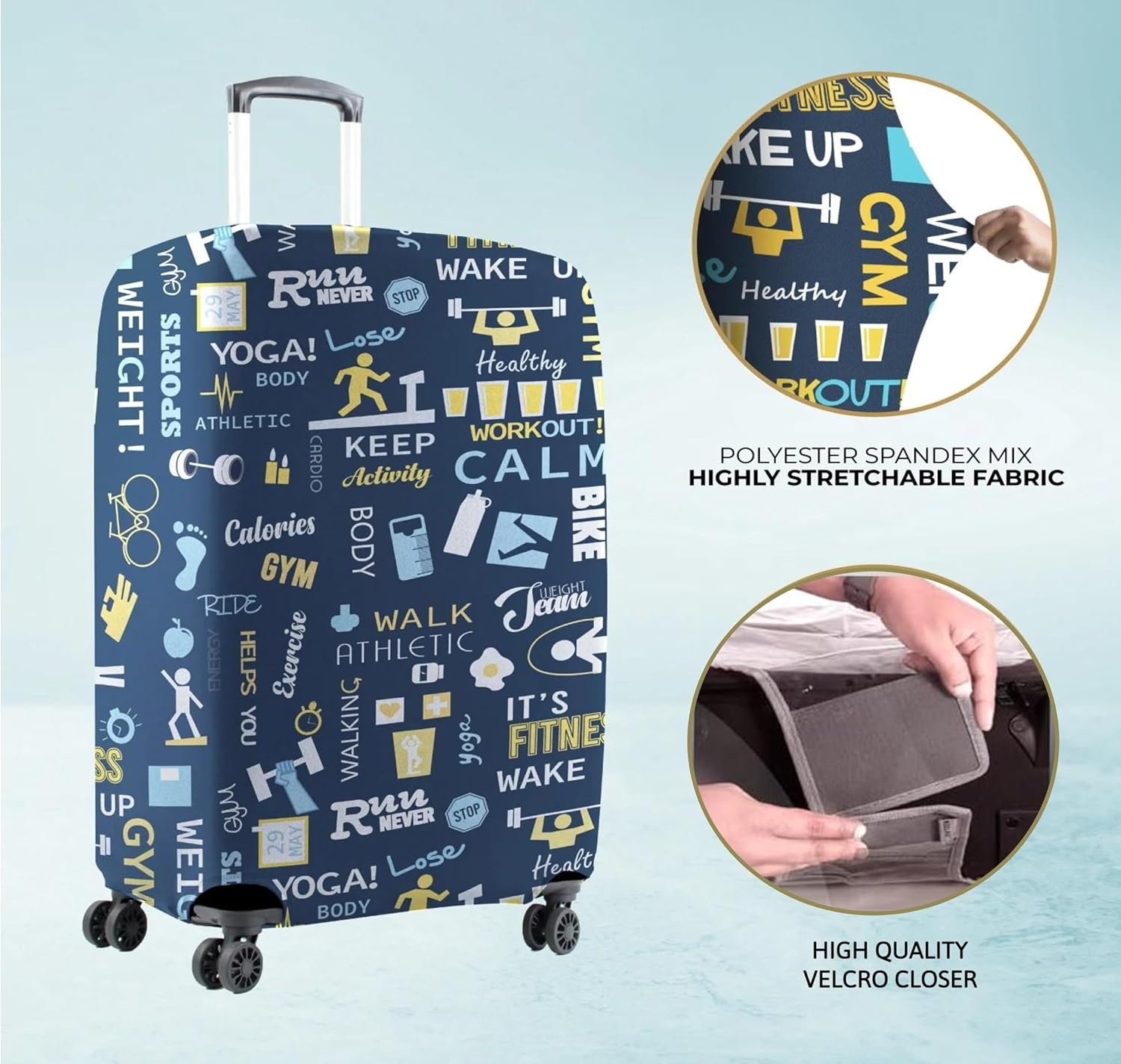 81si6qqzyal. sl1500 GREEVA Protective Luggage Cover – Eco-Friendly Stretchable, Large 28 inch =75cm,Large, Fits 28-30 inch Bag, Polyester Suitcase Protector – Scratch-Resistant, Water-Resistant, Washable – Navy Blue