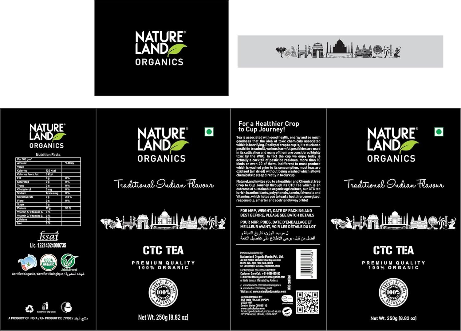 81sbeks7z0l. sl1500 Natureland Organics CTC Tea 250 gm, 100% Organic Strong Black Tea (Pack of 2)