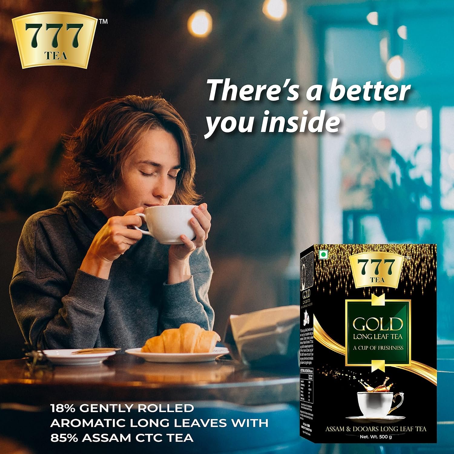 91qymn539el. sl1500 777 Tea – Masala and Gold Long Leaf Tea | Rich & Aromatic Chai | Assam Black Chay | Chai Patti (Pack Of 2, 500 GM Each)