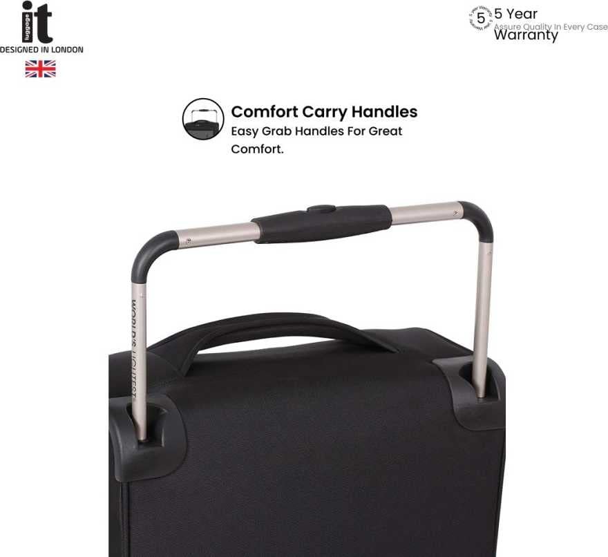 41iqwi2xuyl it luggage Debonair Worlds Lightest Bag 70 cms Medium Check-in Polyester Softsided 8 Wheels Spinner Luggage/Suitcase/Trolley Bag for Travel with Lock- Black