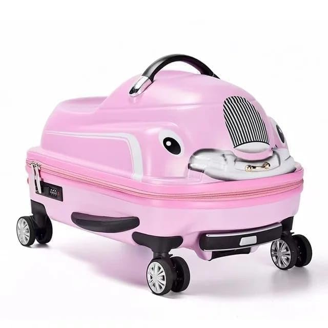 18-Inch Kids Ride-On Suitcase, Cute Car-Shaped Trolley Bag with 360° Universal Wheels, Lightweight Hard Shell Travel Luggage for Children, Portable Riding Cabin Suitcase 18-Inch Kids Ride-On Suitcase, Cute Car-Shaped Trolley Bag with 360° Universal Wheels, Lightweight Hard Shell Travel Luggage for Children, Portable Riding Cabin Suitcase