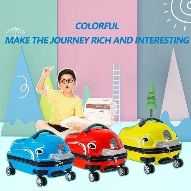 511uyz9wa9l 18-Inch Kids Ride-On Suitcase, Cute Car-Shaped Trolley Bag with 360° Universal Wheels, Lightweight Hard Shell Travel Luggage for Children, Portable Riding Cabin Suitcase