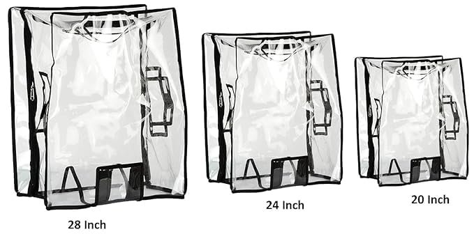 512p3wiauul Suitcase Cover Combo for Hard Luggage Trolley Bags, (Size-20, Size-24, Size-28) Transparent Protective Covers PVC Fabric Waterproof