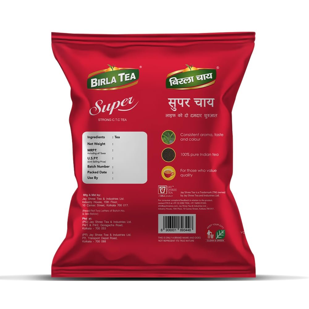 513uap3alal. sl1000 Birla Super Premium CTC Tea | Strong Kadak Chai with Refreshing Taste | Assam Black Tea | Loose Leaf | 2 X 250grams