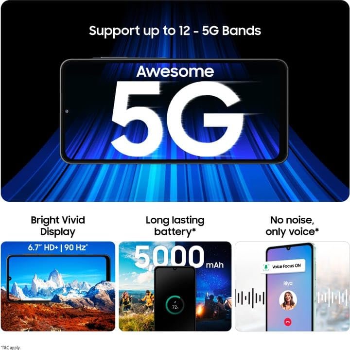 516gtococql Samsung Galaxy A06 5G Light Gray 4GB RAM 64GB ROM with 6.7 inch HD Plus 90Hz Display, 50MP Dual Camera, 8MP Front Camera, MTK D6300 Processor, 5000mAh Battery, Side Fingerprint, One UI 7.0